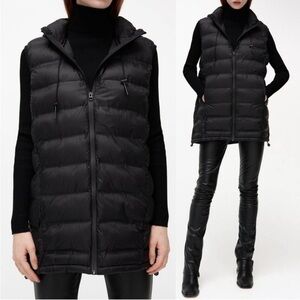 ZARA PACKABLE WATER REPELLENT HOODED LONGLINE PUFFER VEST